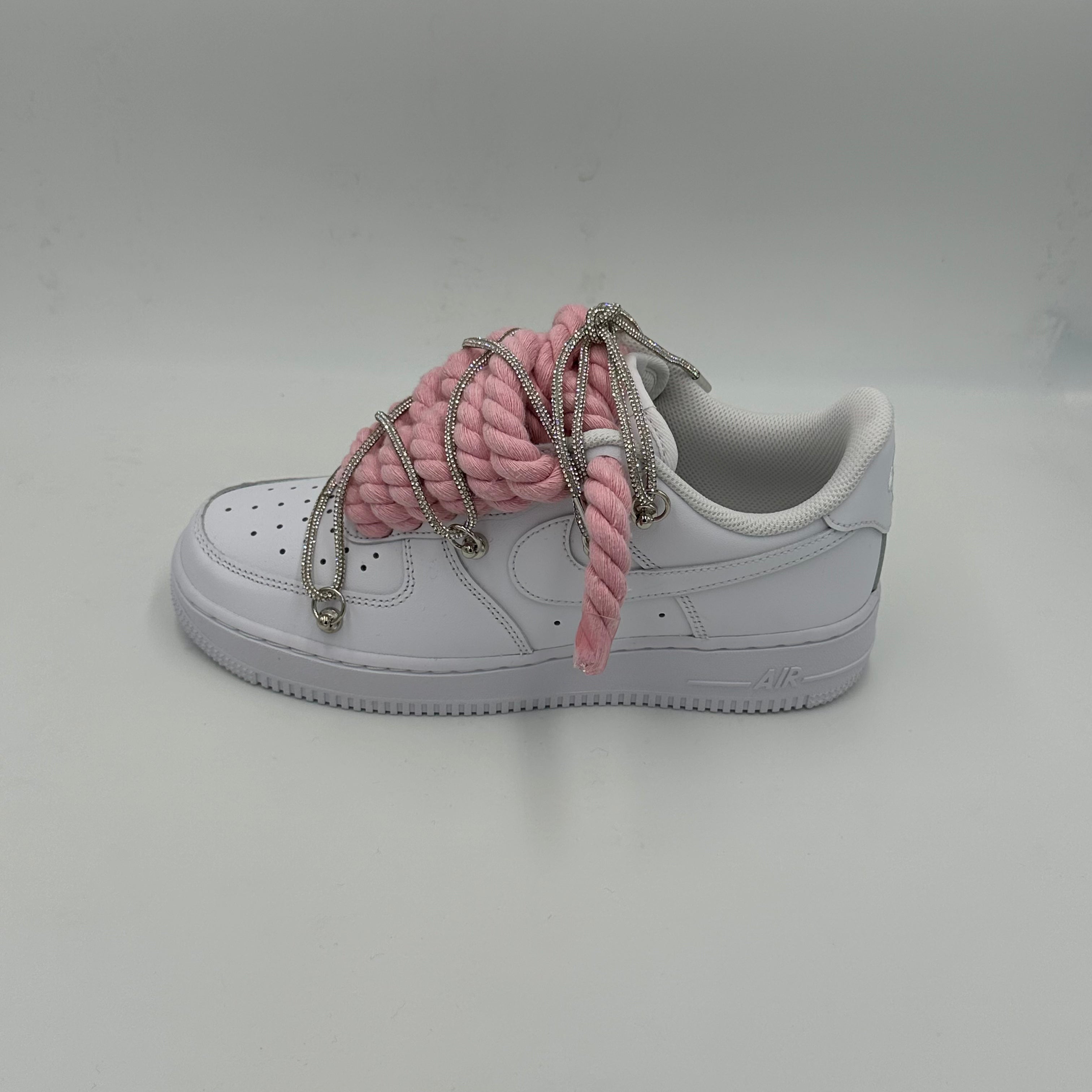 Nike Air Force 1 “Rope Laces Pink” Triple Swarovski Silver