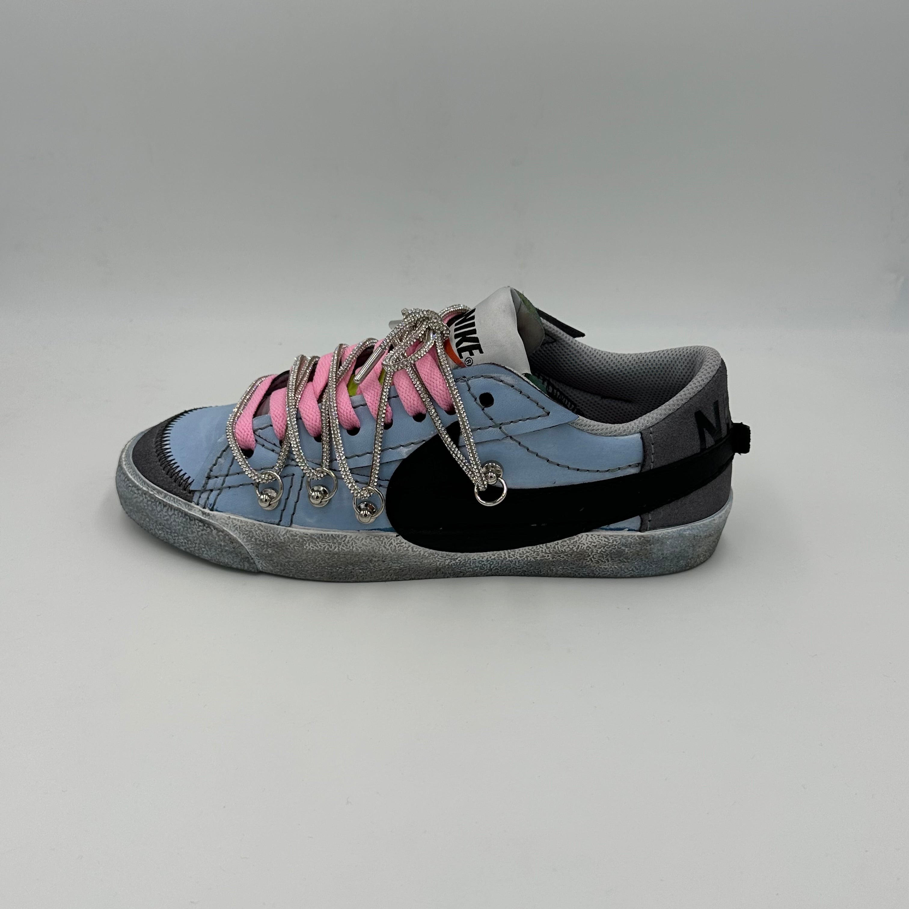 Nike Blazer Low '77 Jumbo Charcoal Grey Pink “Over Laces Swarovski”