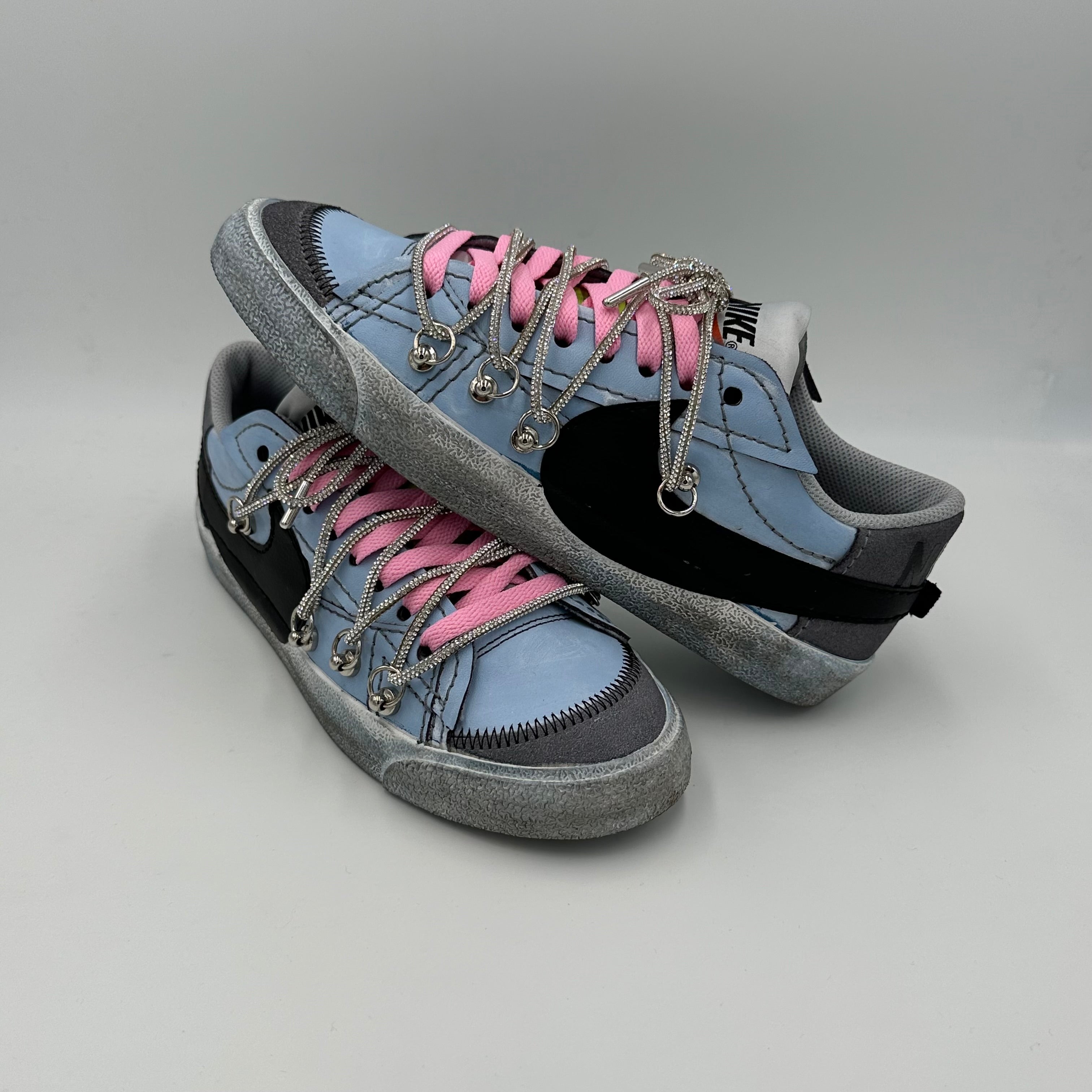 Nike Blazer Low '77 Jumbo Charcoal Grey Pink “Over Laces Swarovski”