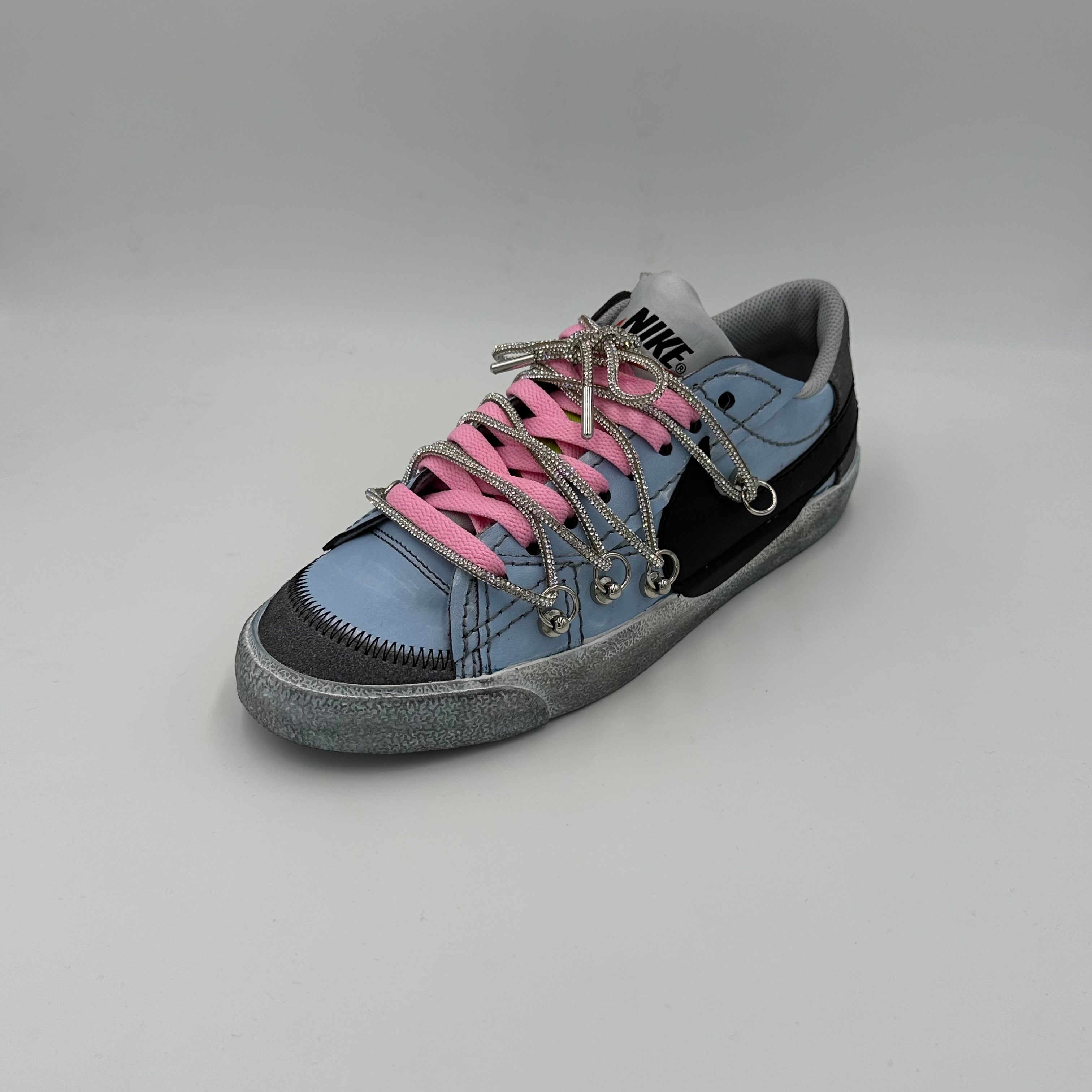 Nike Blazer Low '77 Jumbo Charcoal Grey Pink “Over Laces Swarovski”