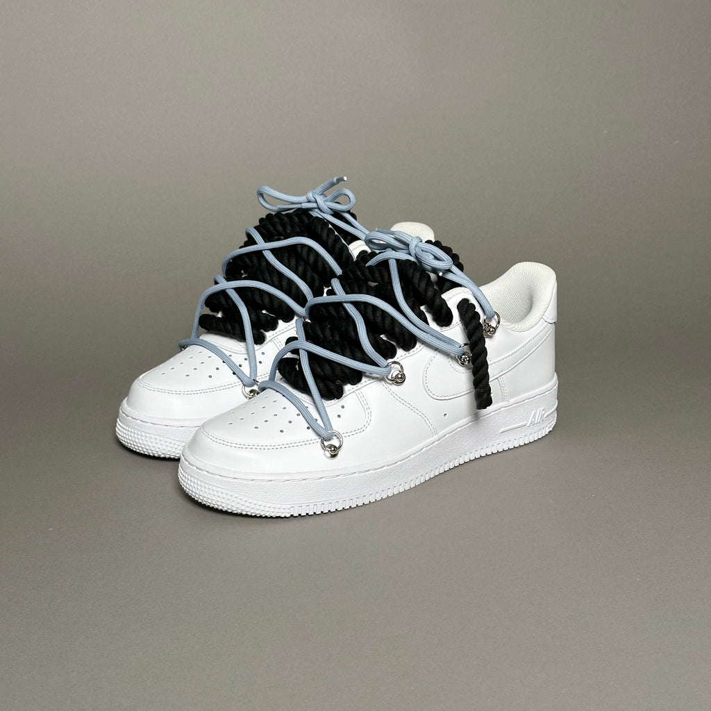 Nike Air Force 1 White “Rope Laces Black” Triple Unc V1