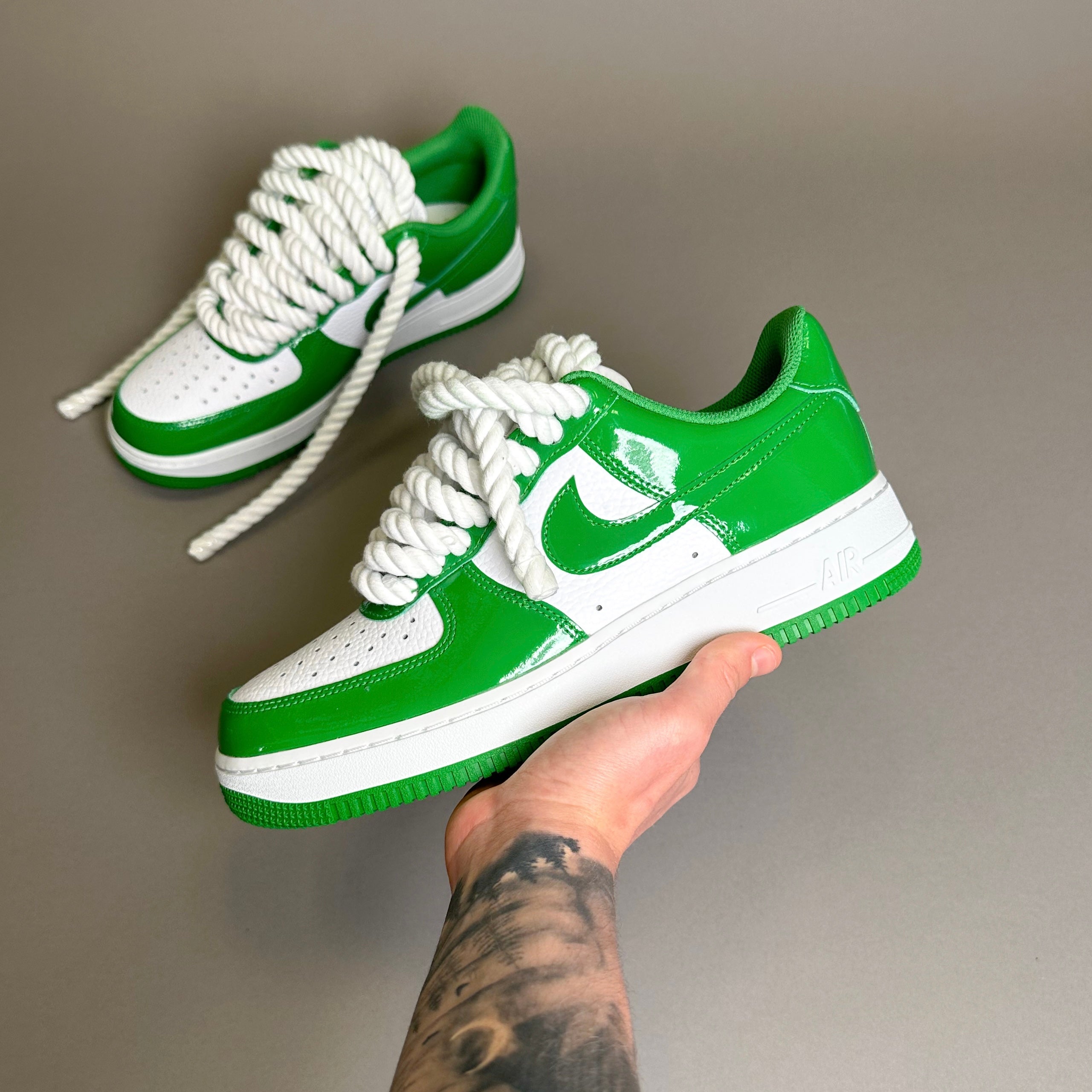 Nike Air Force 1 Patent Green Unc "Rope Laces White" V2
