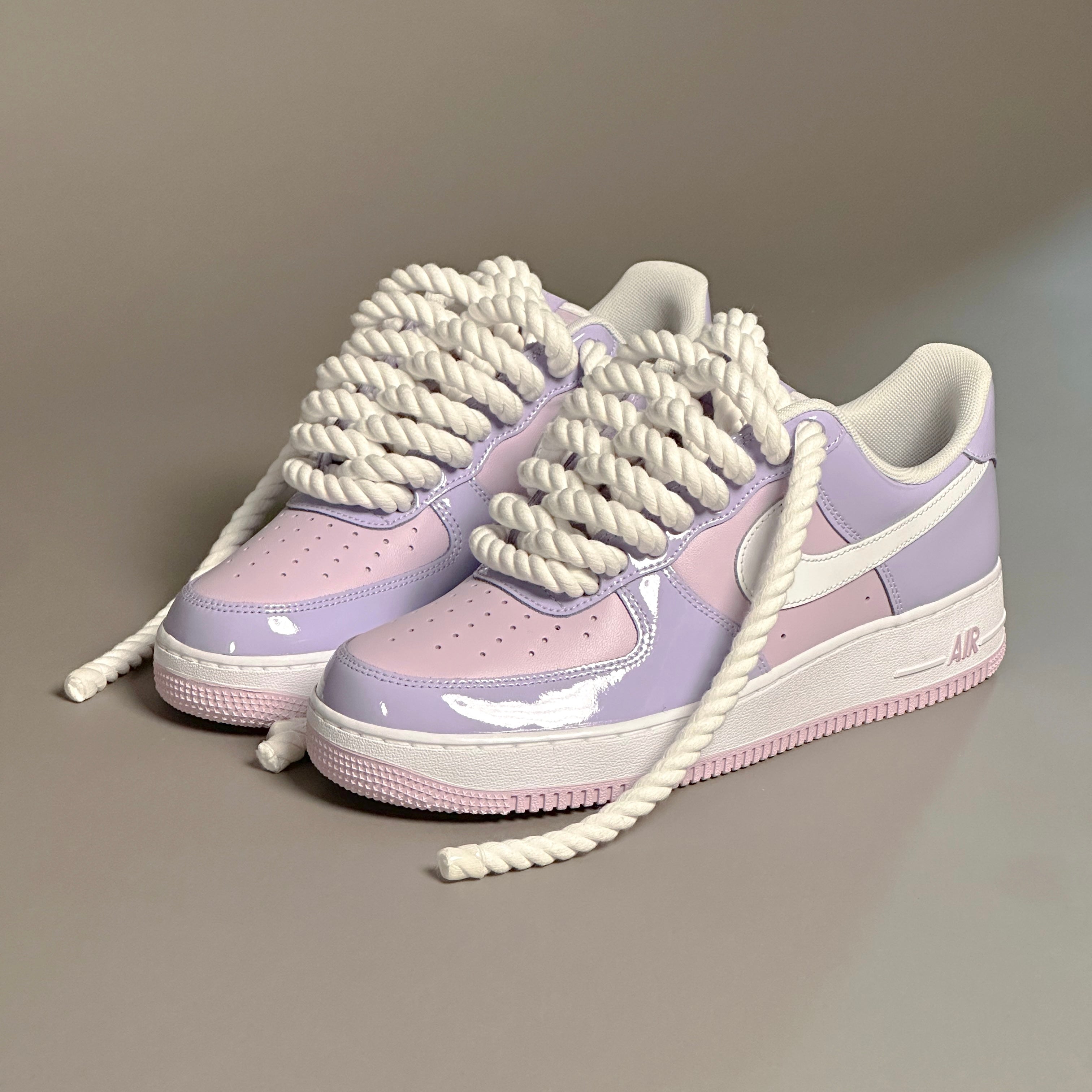 Nike Air Force 1 Patent Lavander "Rope Laces White" V2