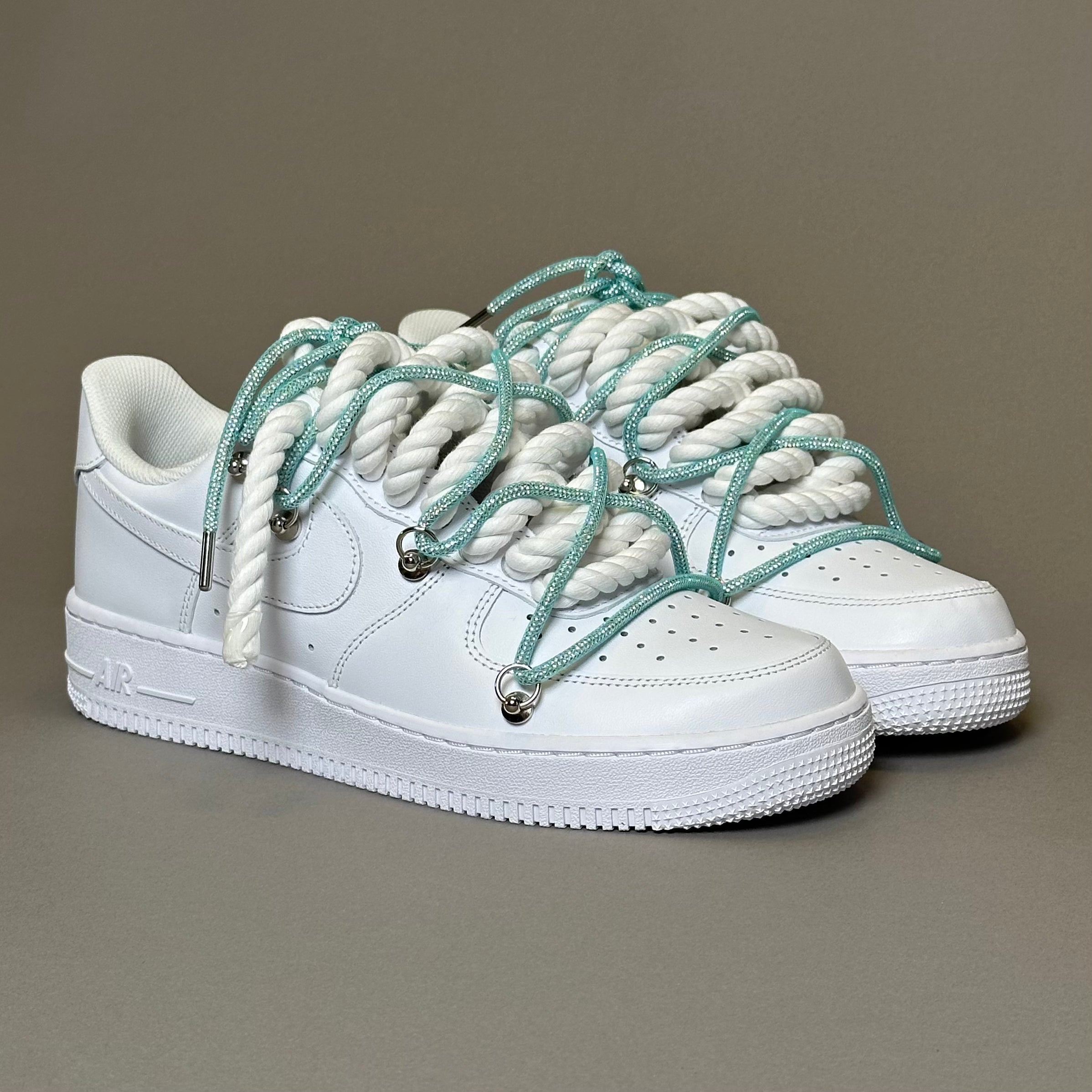 Nike Air Force 1 “Rope Laces White” Triple Swarovski Light Blue V1