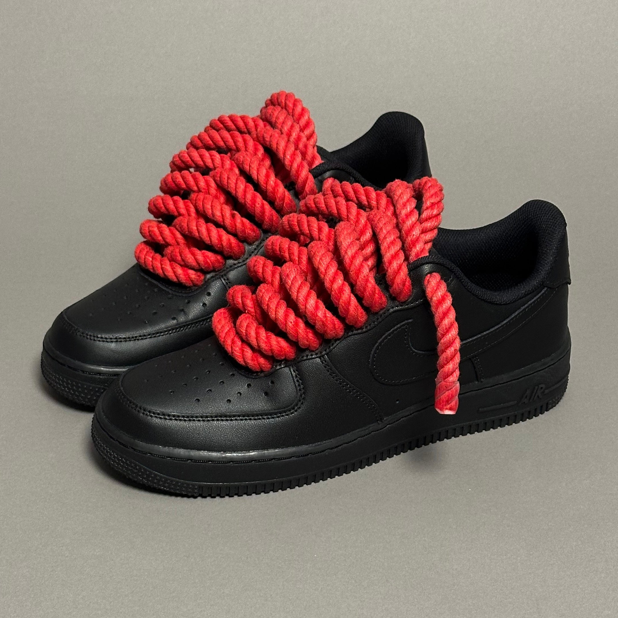 Nike Air Force 1 Black “Rope Laces Red Tint” V1