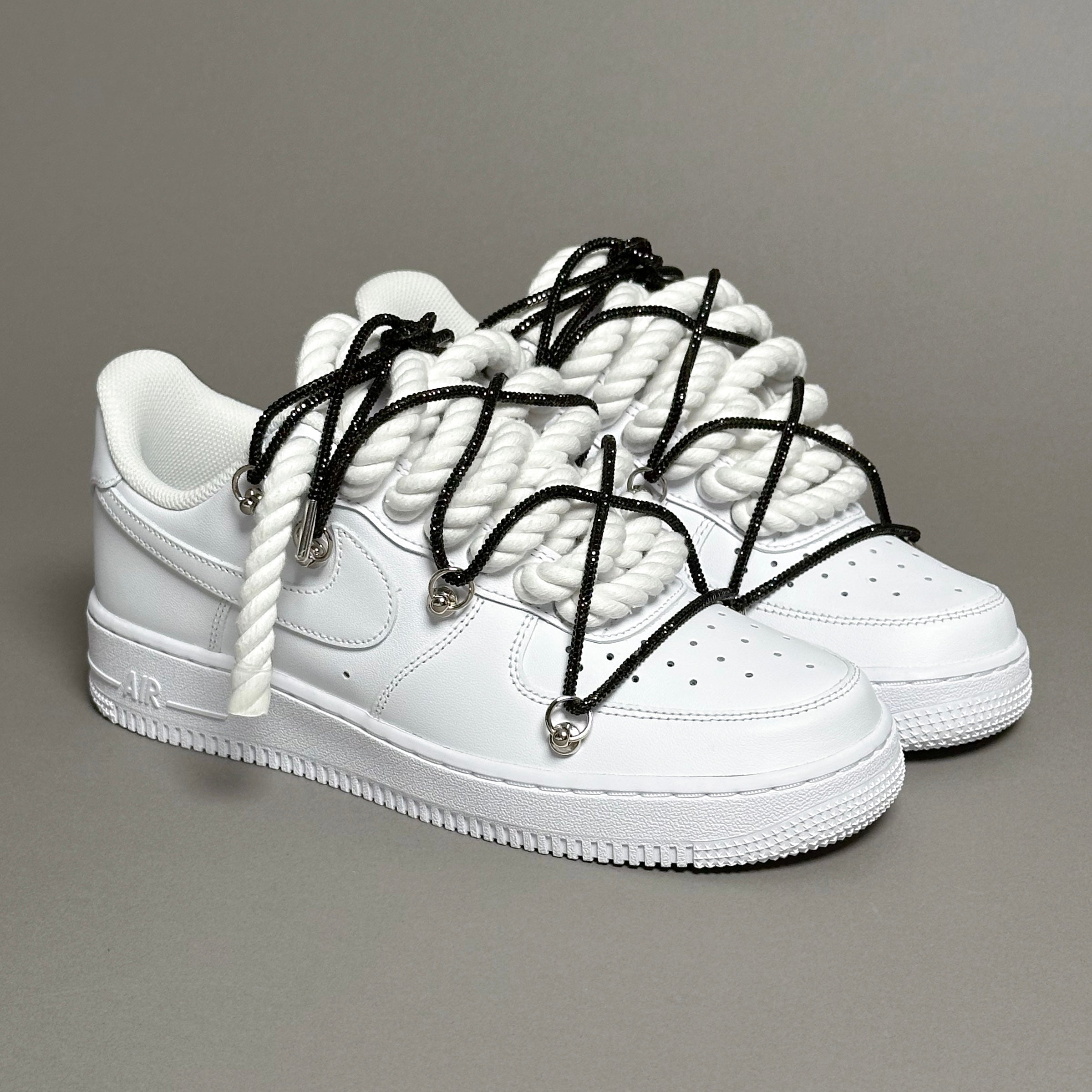 Nike Air Force 1 “Rope Laces White” Triple Swarovski Black V1