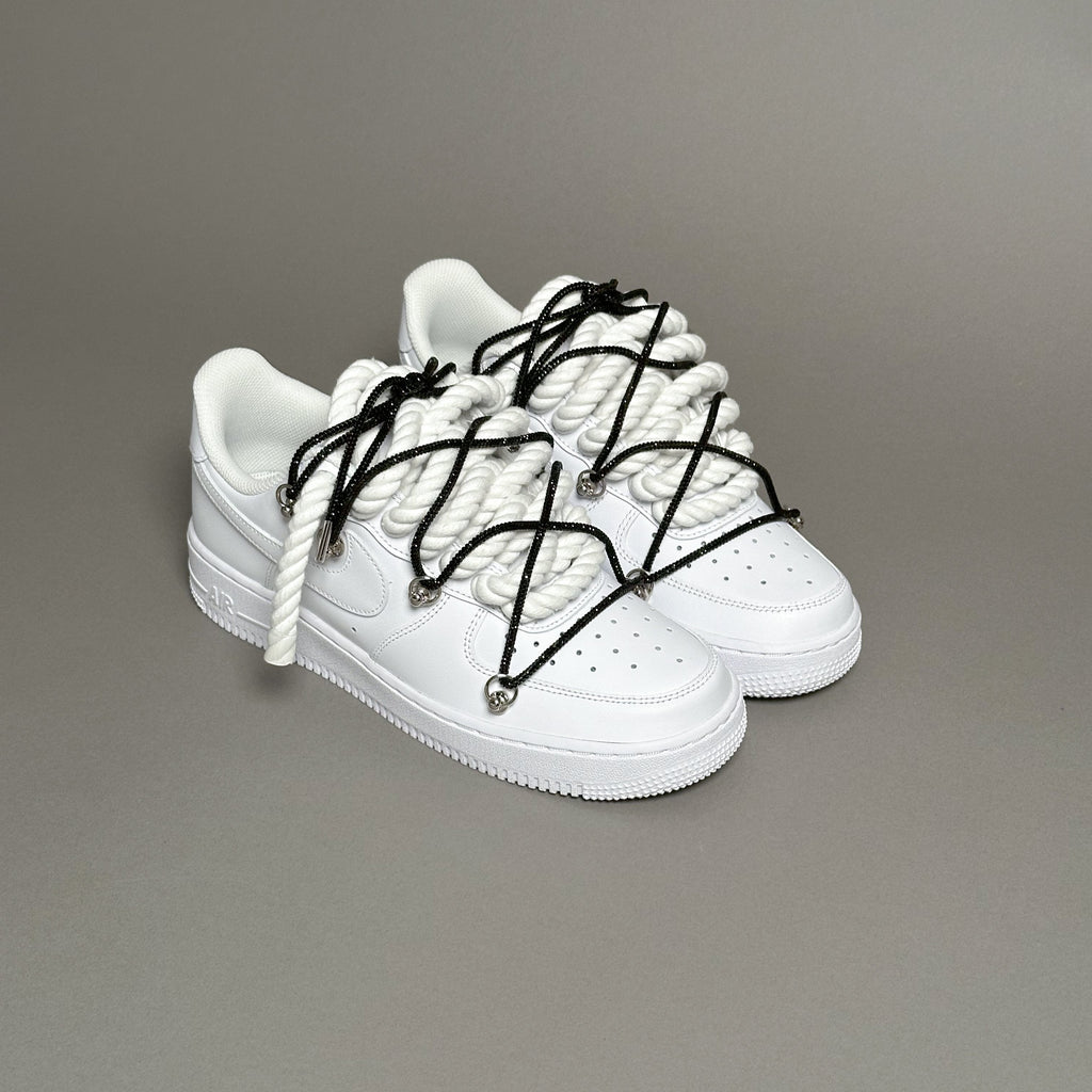 Nike Air Force 1 “Rope Laces White” Triple Swarovski Black V1