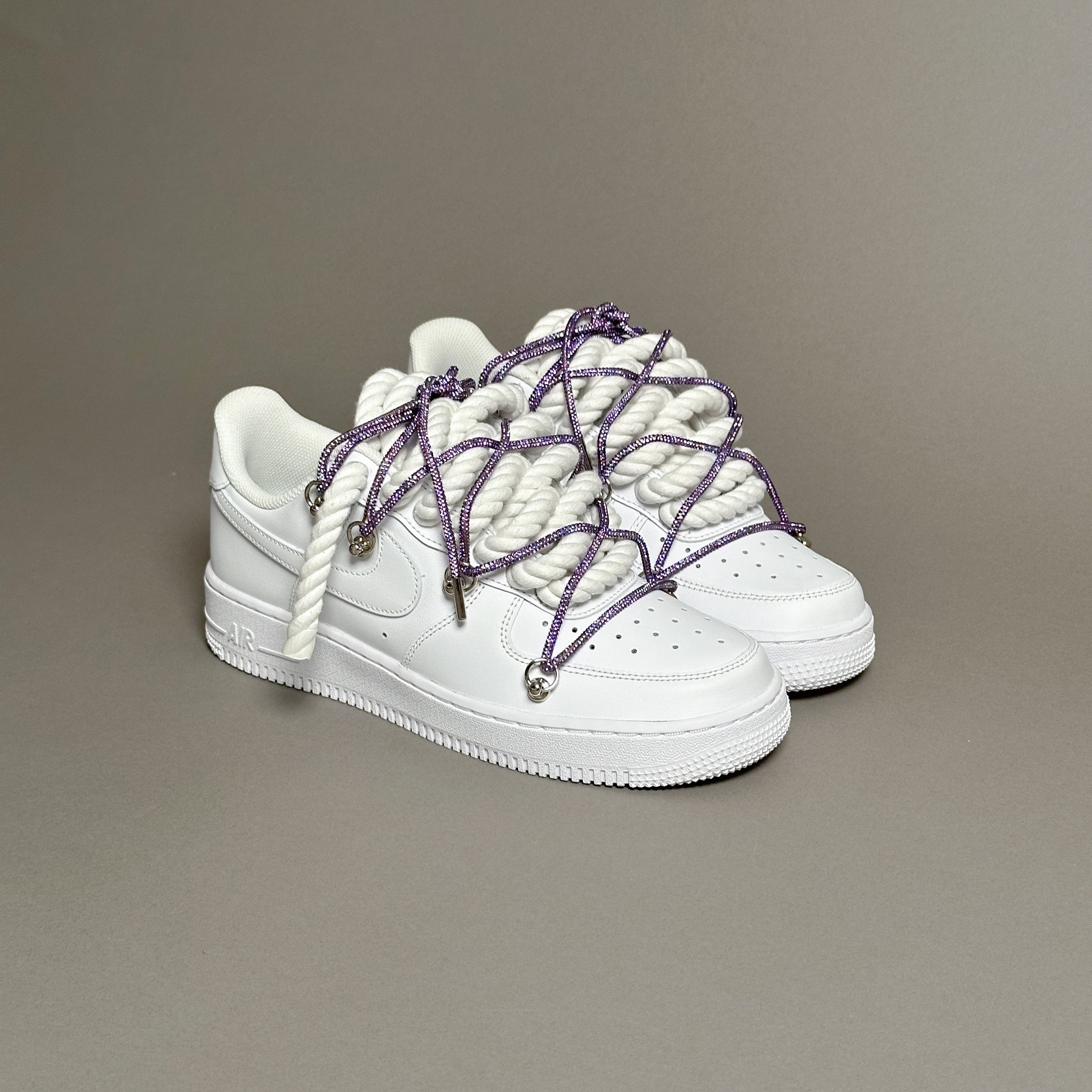Nike Air Force 1 “Rope Laces White” Triple Swarovski Purple V1