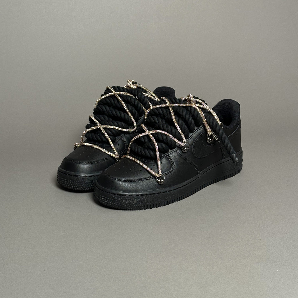 Nike Air Force 1 “Rope Laces Black" Triple Swarovski Gold  V1